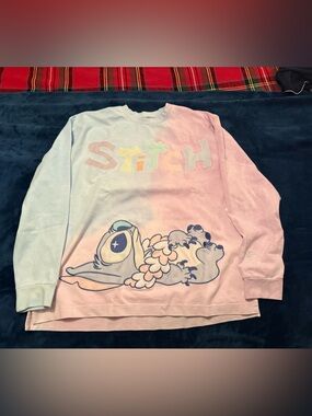 Disney Pastel Tie-Dye Stitch Graphic Spirit Jersey Crewneck Sweatshirt